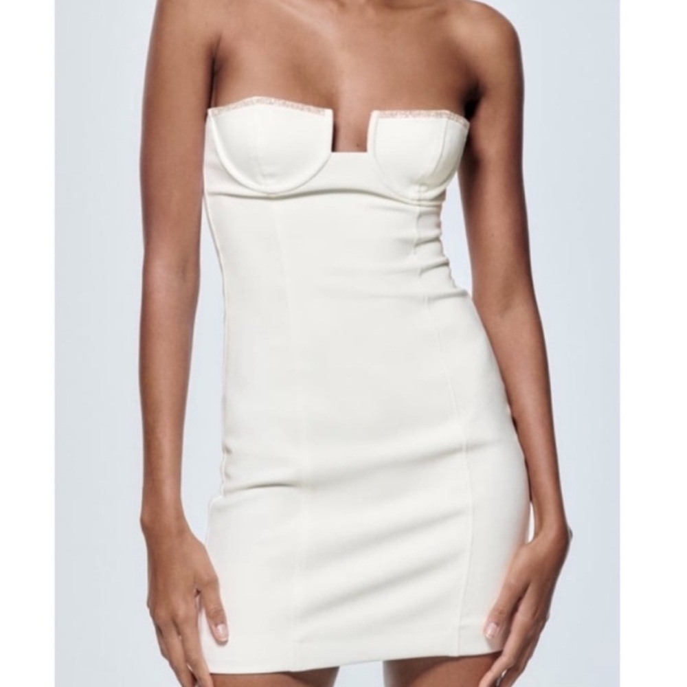 Zara Rhinestone Mini Dress White